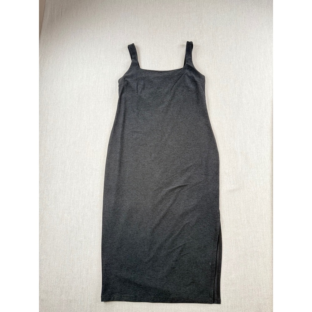 Beyond Yoga Womens XL Gray Spacedye Square Neck Midi Bodycon Dress Side Slit